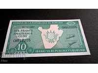 Банкнота - Бурунди - 10 франка UNC | 2007г.