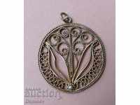 Argint medalion pandantiv cu aur filigran
