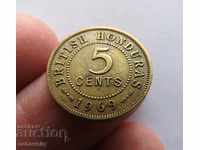 Honduras britanic 5 cenți 1969 monedă excelentă