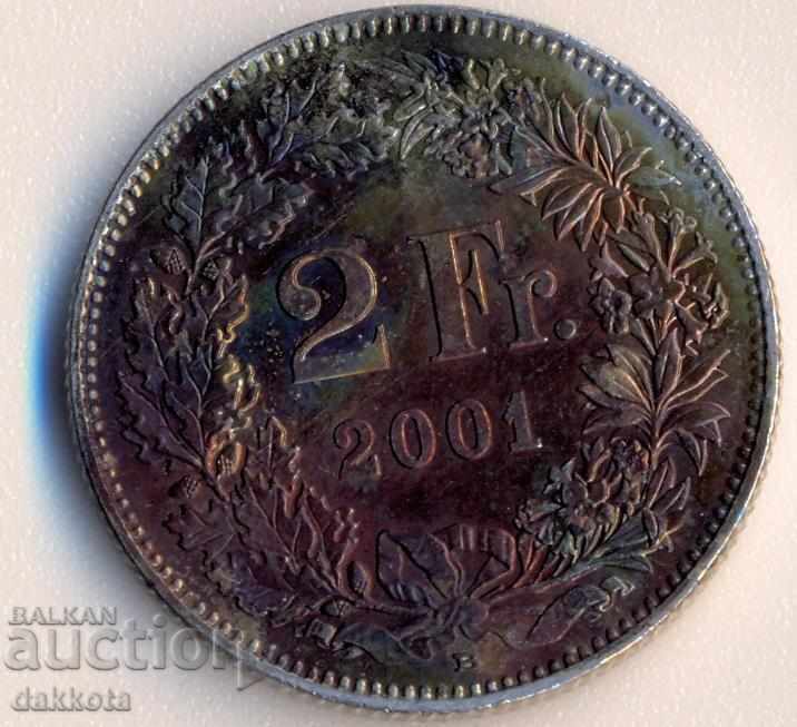 Швейцария 2 франка 2001 година