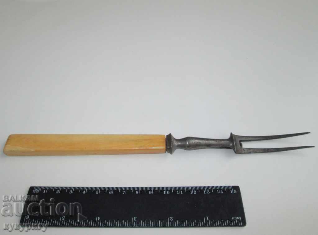 Big old fork serving ivory handle 19c. - 6 Big old fork serving ivory handle 19c. - 6