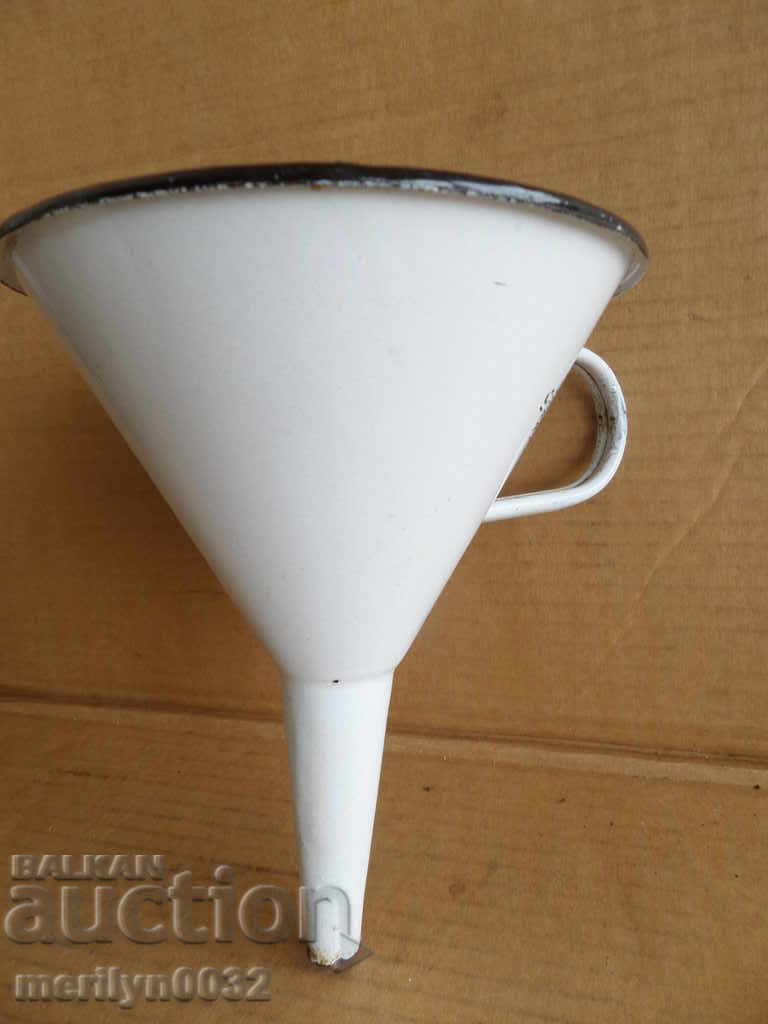 Delivery of Enameled funnel, household utensil with enamel, wounded sod