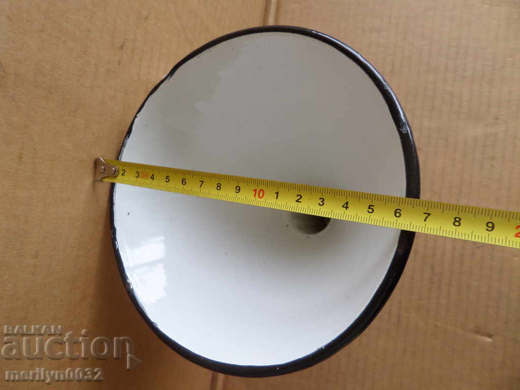 Enameled funnel, household utensil with enamel, wounded sod - 5