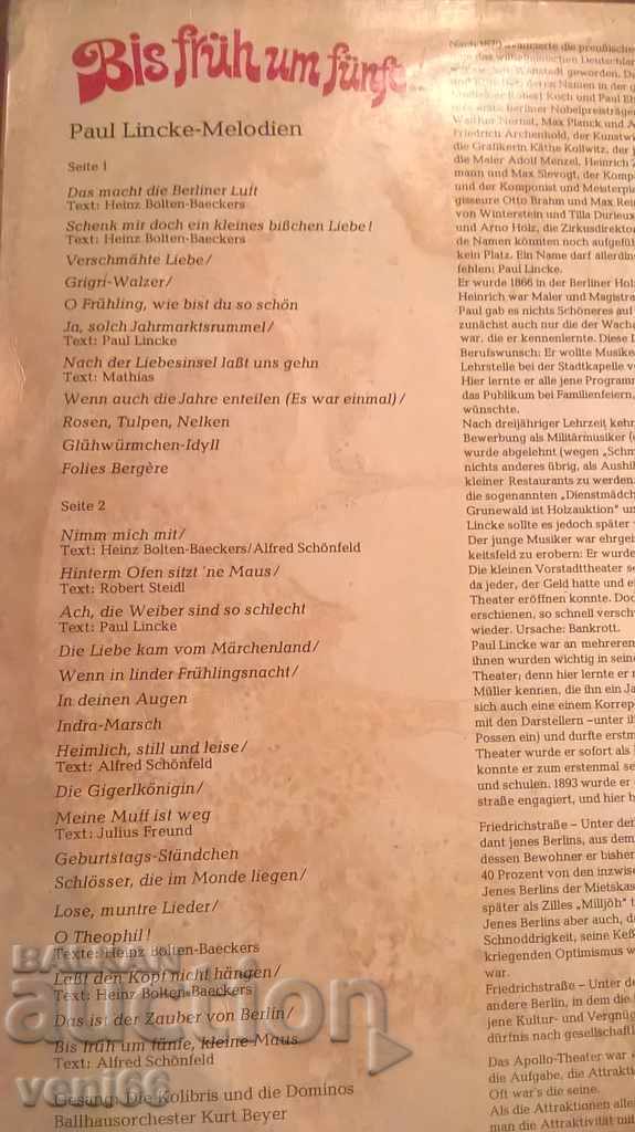 Auction Gramophone record - Bis fruh um funfe - DDR Auction Gramophone record - Bis fruh um funfe - DDR