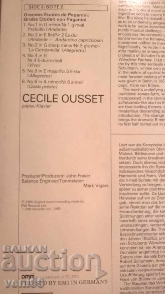Delivery of Gramophone record - Cecil Ouset - Ferenc Liszt Delivery of Gramophone record - Cecil Ouset - Ferenc Liszt