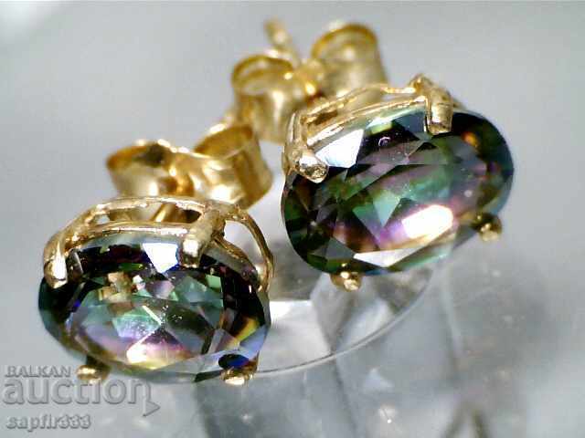 Χρυσά σκουλαρίκια με φυσικό Mystic τοπάζι με τιμή 287.00 BGN | € 146.74 Χρυσά σκουλαρίκια με φυσικό Mystic τοπάζι με τιμή 287.00 BGN | € 146.74