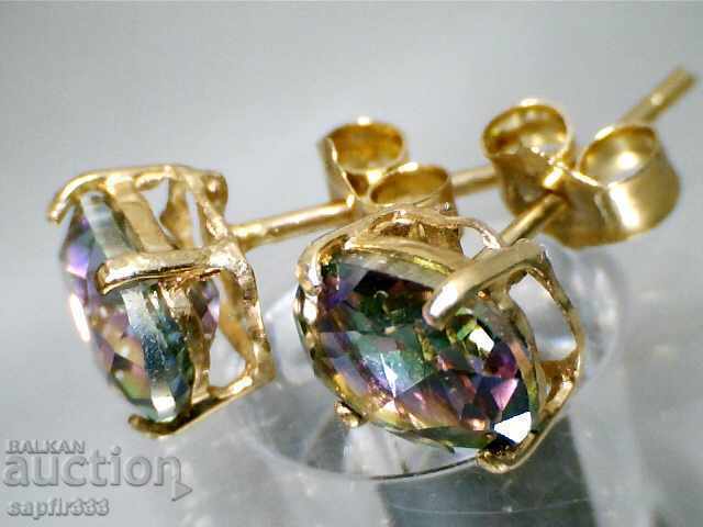 Χρυσά σκουλαρίκια με φυσικό Mystic τοπάζι - 5 Χρυσά σκουλαρίκια με φυσικό Mystic τοπάζι - 5