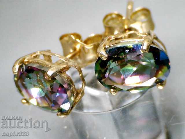 Χρυσά σκουλαρίκια με φυσικό Mystic τοπάζι - 6 Χρυσά σκουλαρίκια με φυσικό Mystic τοπάζι - 6