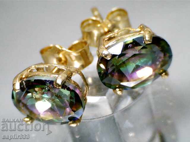 Χρυσά σκουλαρίκια με φυσικό Mystic τοπάζι - 7 Χρυσά σκουλαρίκια με φυσικό Mystic τοπάζι - 7