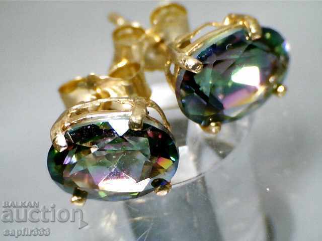 Χρυσά σκουλαρίκια με φυσικό Mystic τοπάζι Χρυσά σκουλαρίκια με φυσικό Mystic τοπάζι