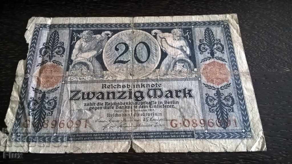 Банкнота - Германия - 20 марки | 1915г.