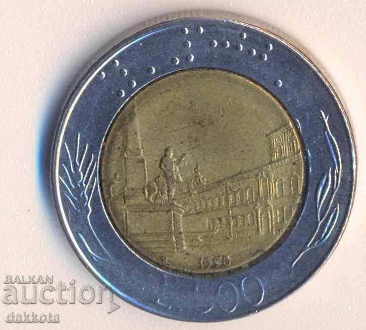 Италия 500 лири 1990 година