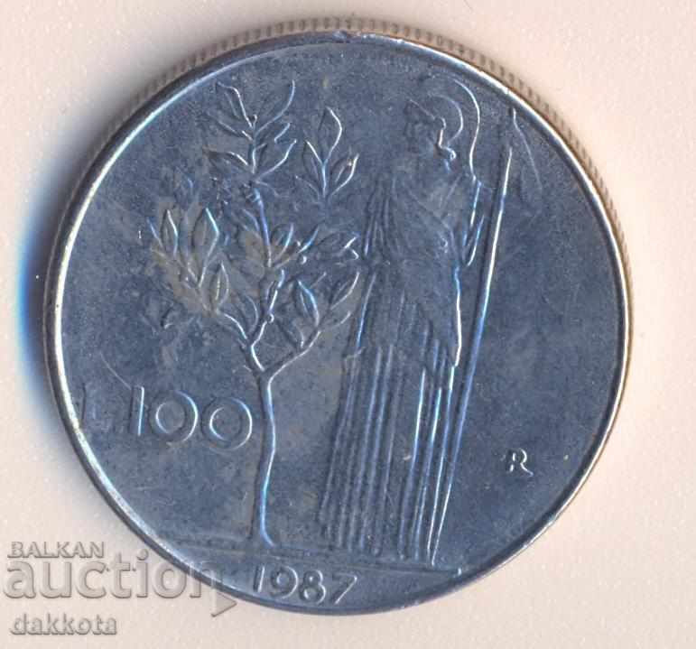 Италия 100 лири 1987 година