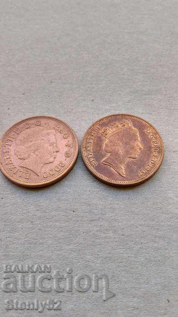 2 pcs of English penny-copper