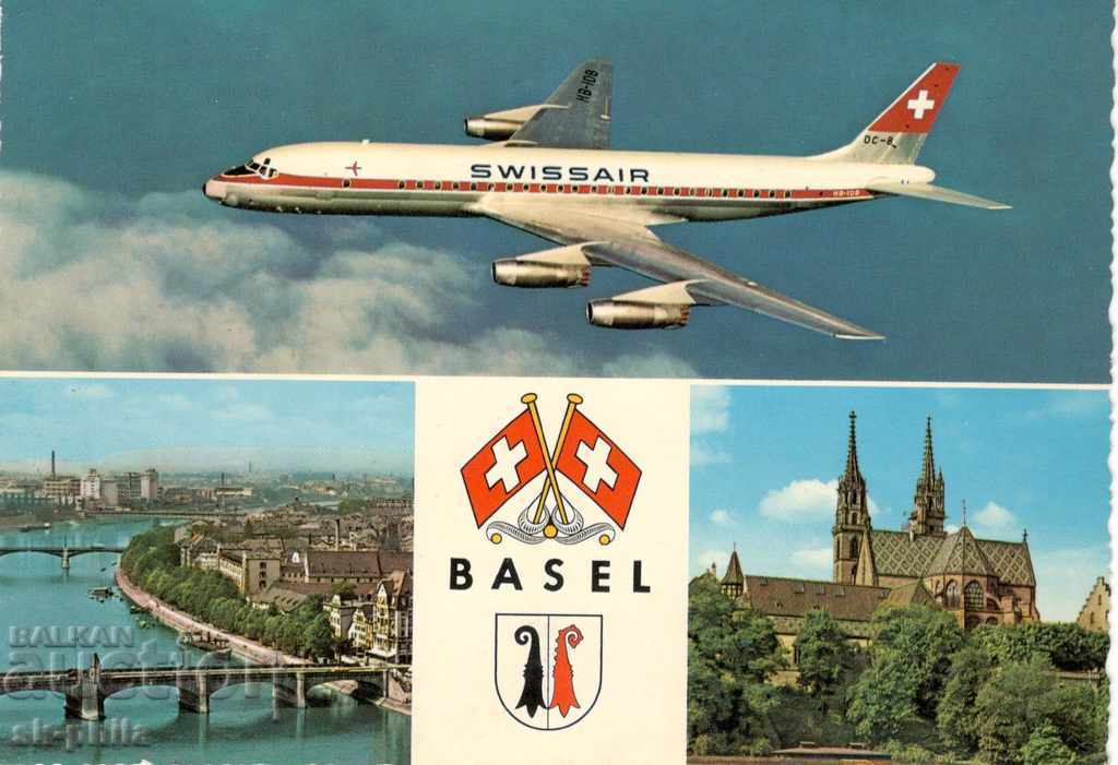 Пощенска картичка - Самолет на Суисеър - Дъглас DC -8