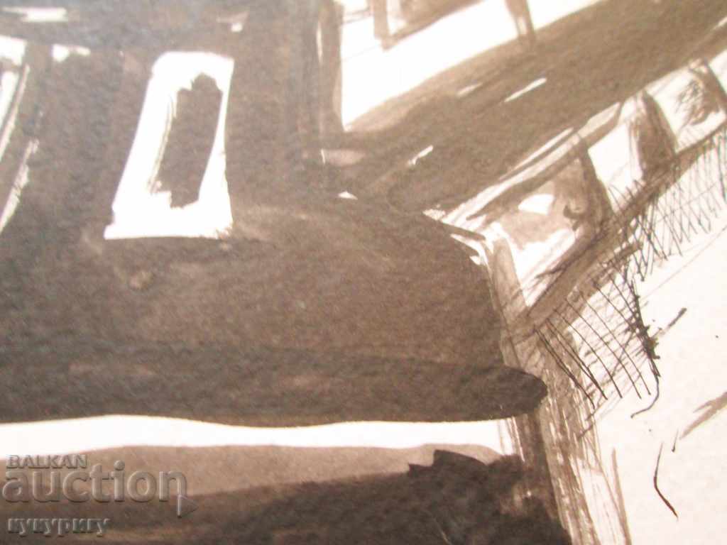 Watercolor drawing rural landscape old houses unsigned - 5 Watercolor drawing rural landscape old houses unsigned - 5