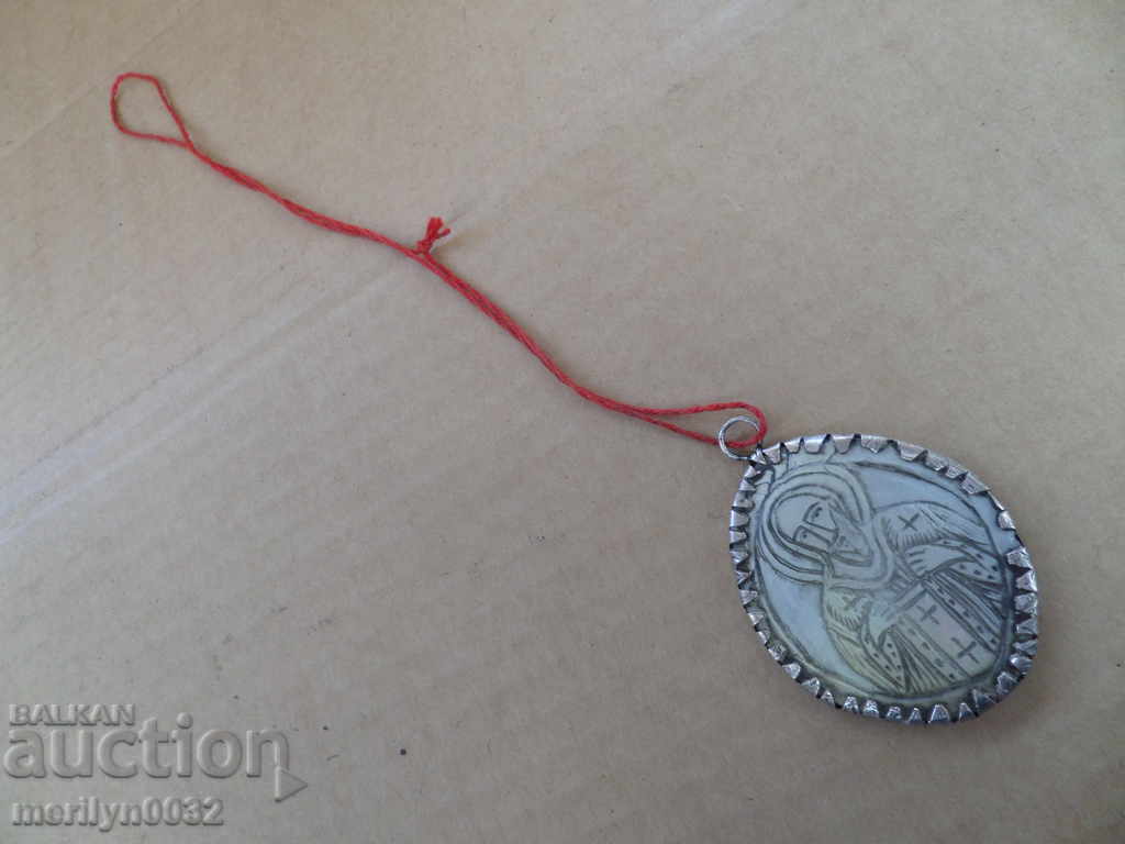 Revival medallion Holy Sepulchre, mother-of-pearl, silver, panageia jewelry with price 389.00 BGN | € 198.89