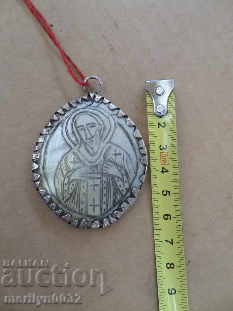 Auction  Revival medallion Holy Sepulchre, mother-of-pearl, silver, panageia jewelry