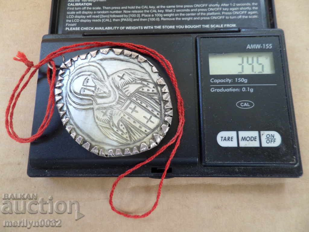 Revival medallion Holy Sepulchre, mother-of-pearl, silver, panageia jewelry - 7