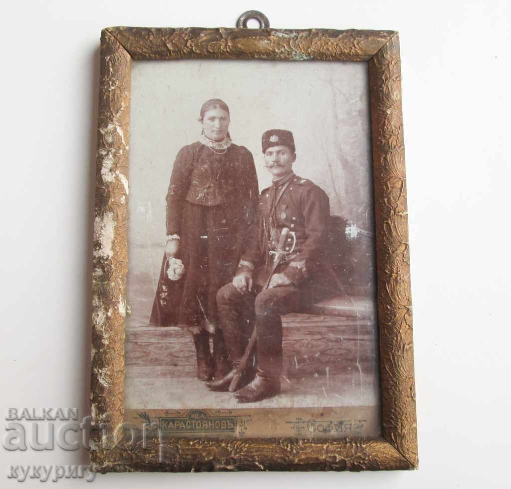 Стара фотография снимка твърд картон войник униформа