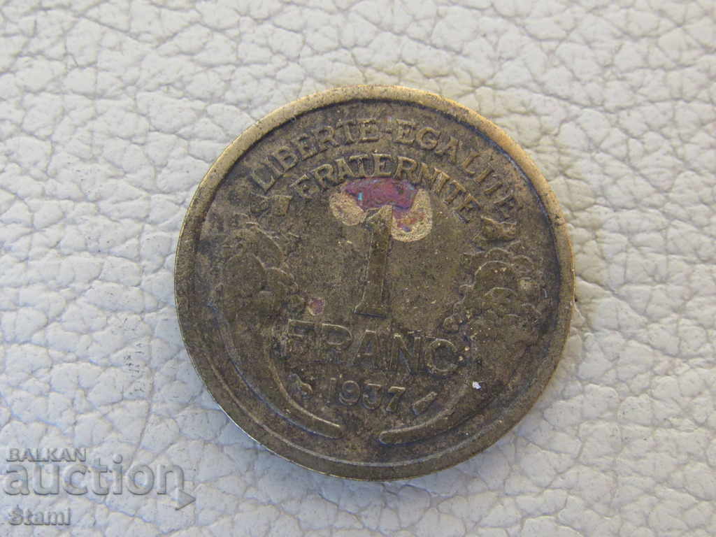 Auction  France, 1 franc, 1937, 604 m