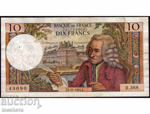 Auction Banknote 10 franca 1967 Auction Banknote 10 franca 1967