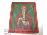 Стара рисувана малка иконка икона Свети Иван Рилски Йоан