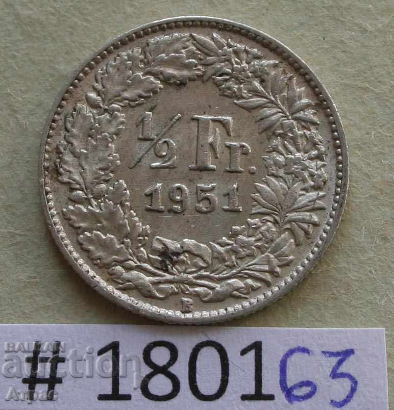 1/2 franc 1951 Elveția