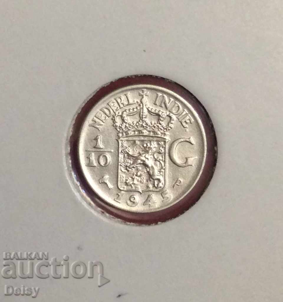 Dutch East Indies 1/10 Gulden 1945. P