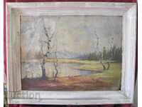 Big old painting - oil on cardboard 70 x 55 cm