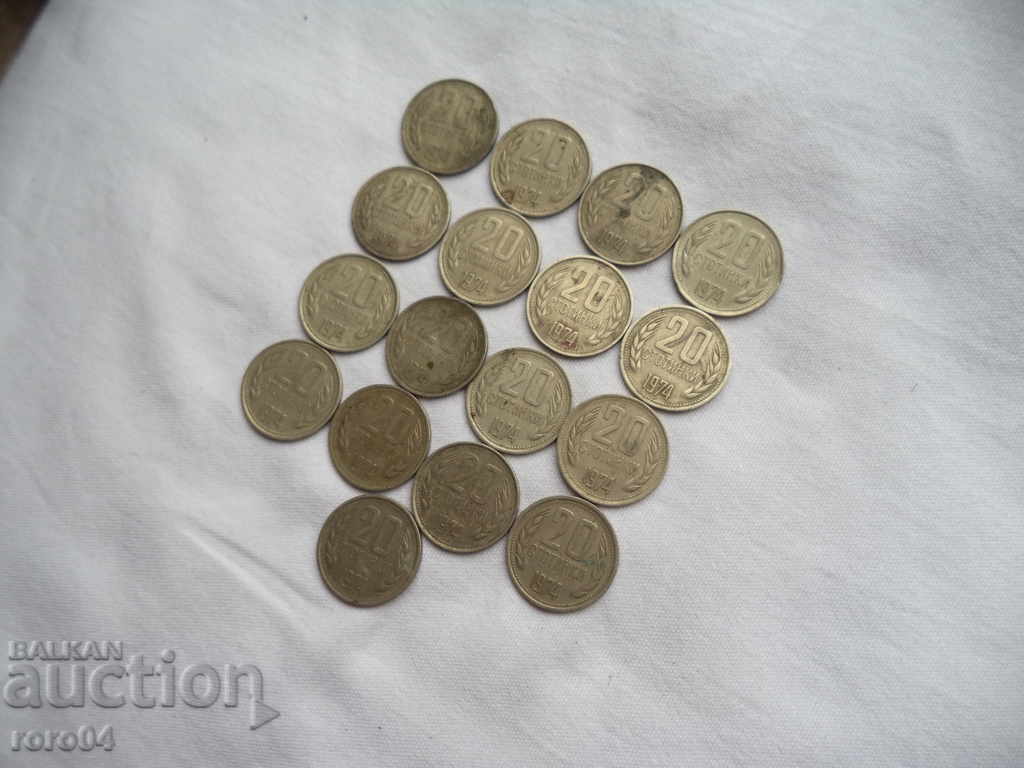 Licitație 20 penny - 1974 - 17 PIECES Licitație 20 penny - 1974 - 17 PIECES