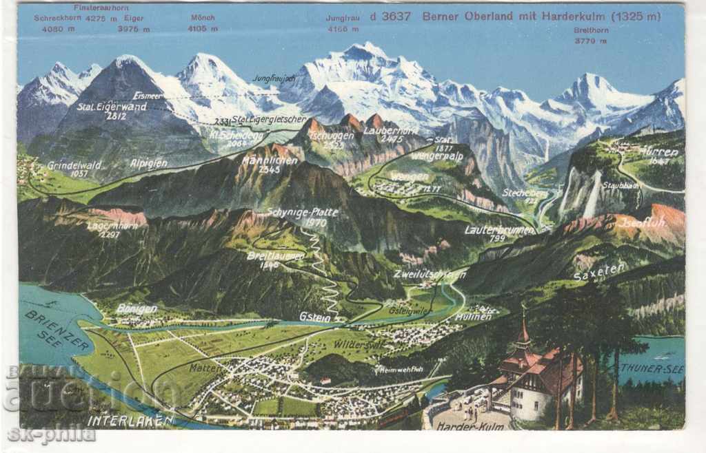 Carte poștală - topuri în Alpii elvețieni