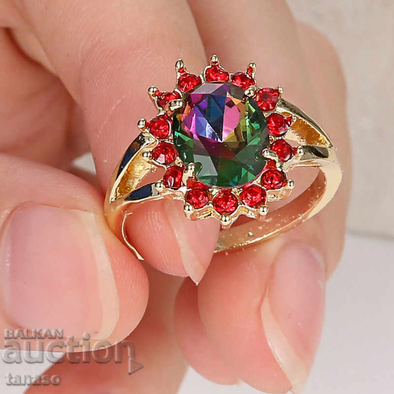 Ring with rhinbo topaz and zircon - rodio polo. p-57 with price 25.00 BGN | € 12.78 Ring with rhinbo topaz and zircon - rodio polo. p-57 with price 25.00 BGN | € 12.78