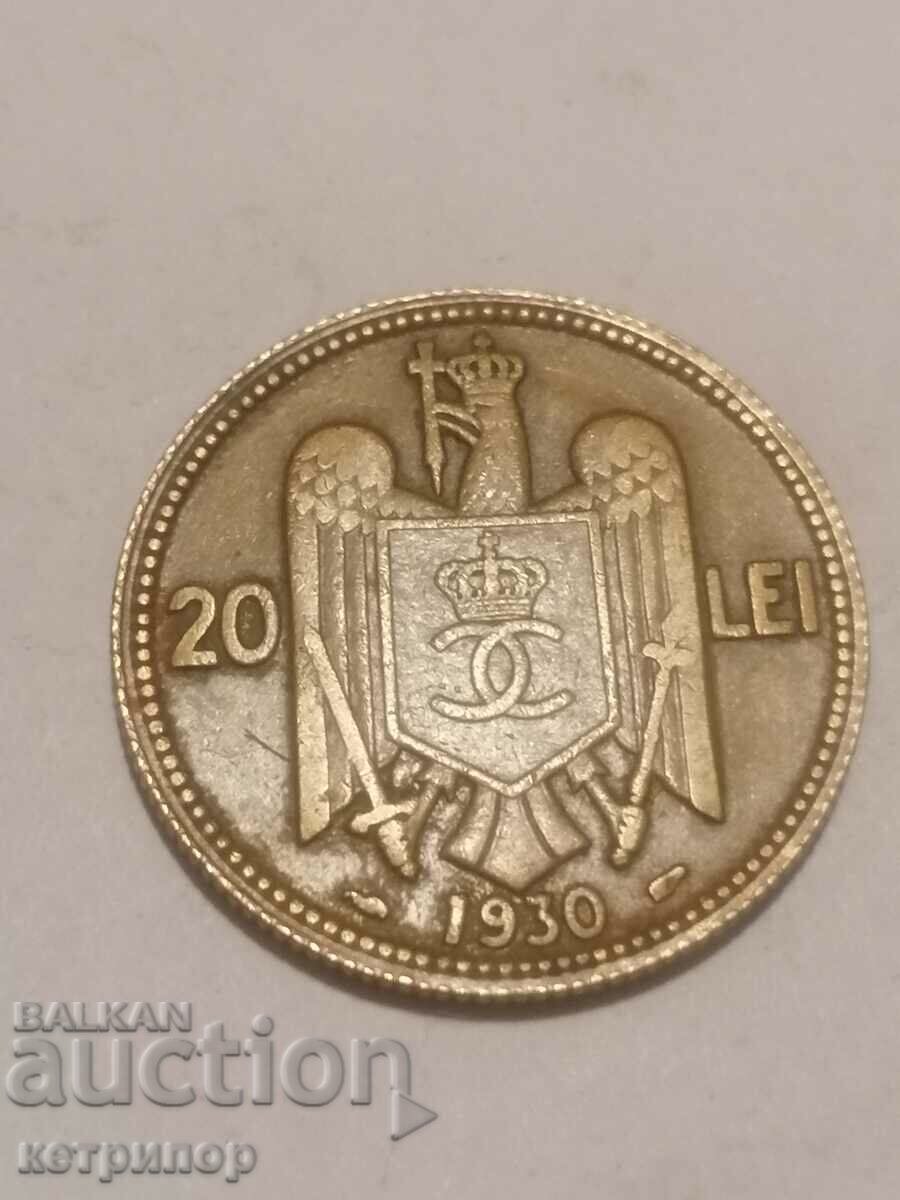20 леи Румъния 1930 г. Бронз