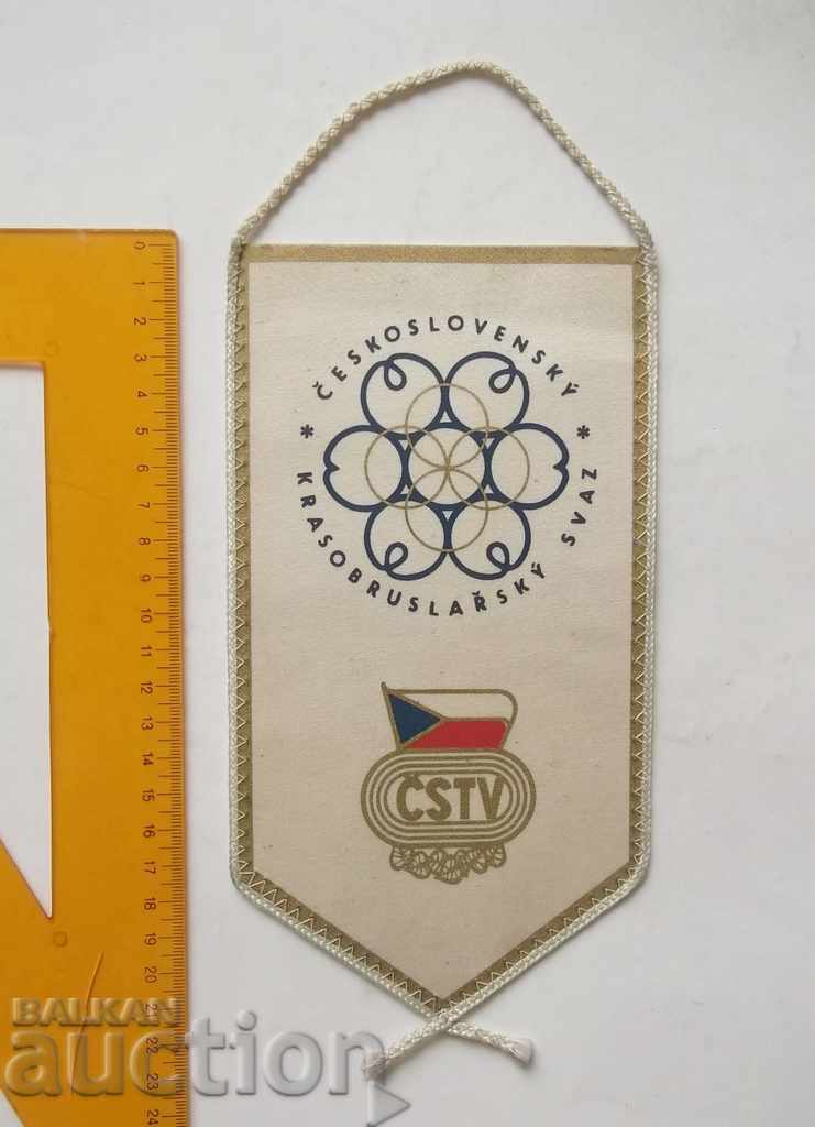 Старо флагче CSTV Чехословашки съюз за пързаляне с кънки
