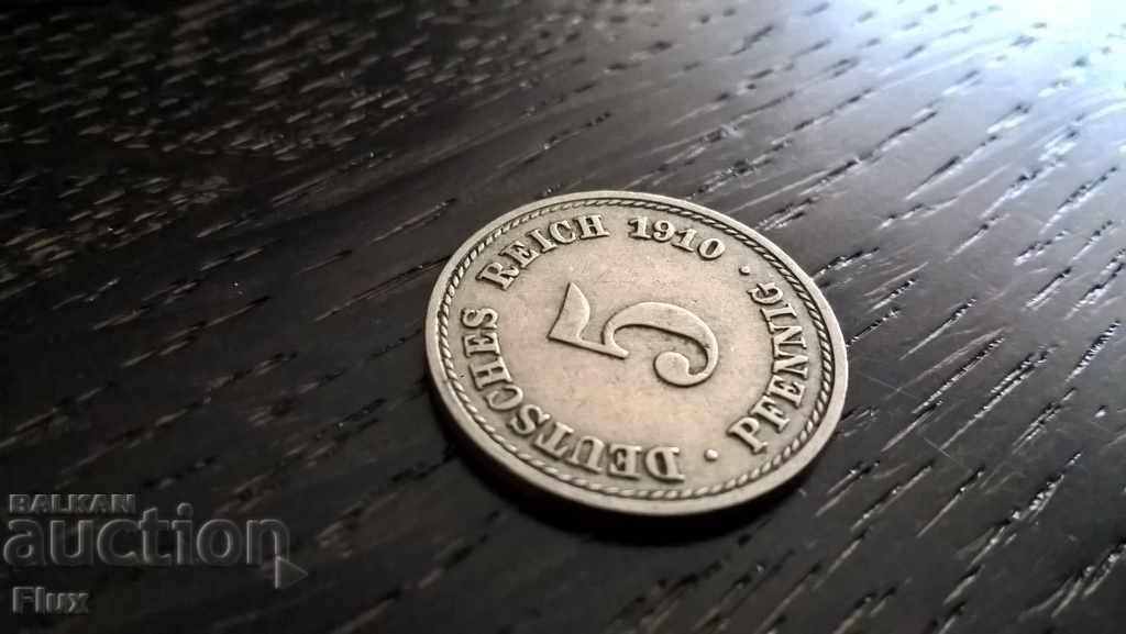 Райх монета - Германия - 5 пфенига | 1910г.; серия A