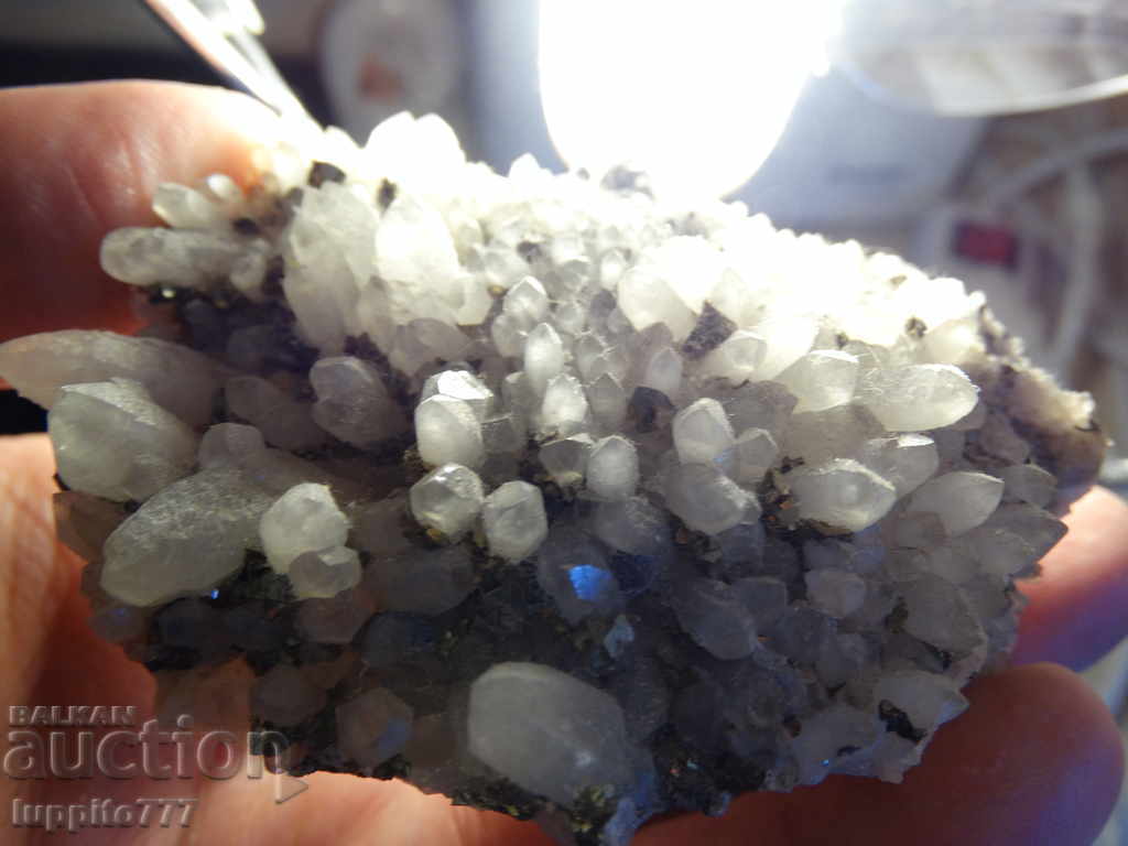Auction  quartz druza galena and pyrite natural mineral ore