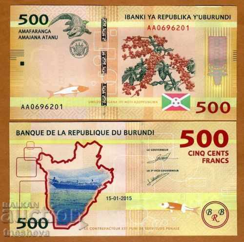 Burundi, 500 Franci 2015, P-Nou, UNC> Design nou> Crocodi
