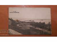 Old card Ruschuk Rousse, train station, train, ship 1925