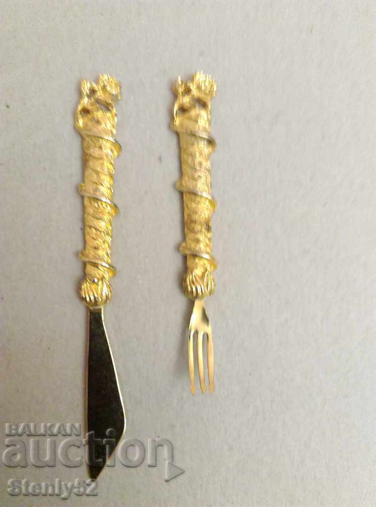 Utensils mini knife and fork for caviar