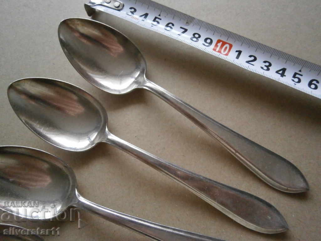 lot thick silver plated spoons 90 microns - 5 lot thick silver plated spoons 90 microns - 5