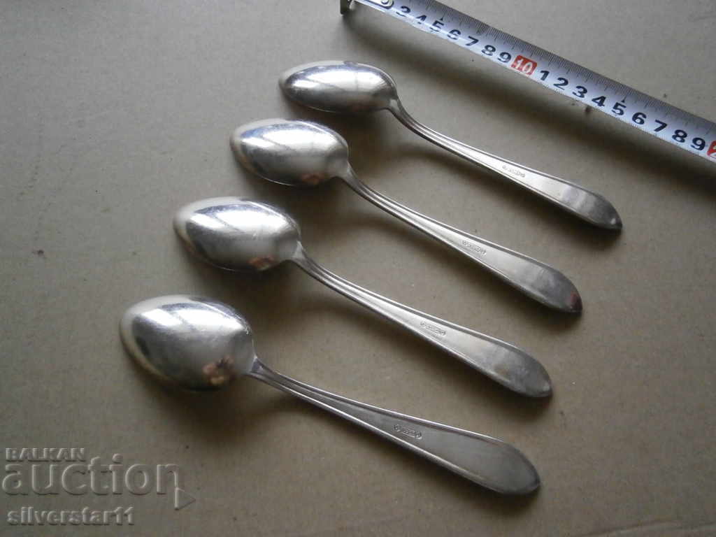 lot thick silver plated spoons 90 microns - 6 lot thick silver plated spoons 90 microns - 6