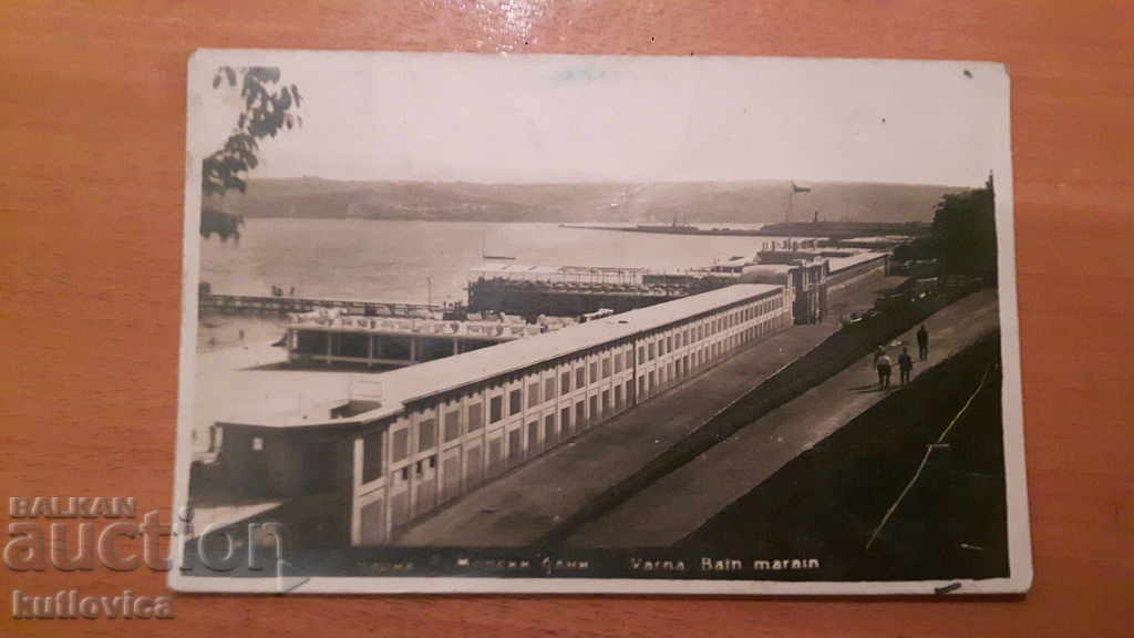 Стара картичка Варна Морски бани 1920г