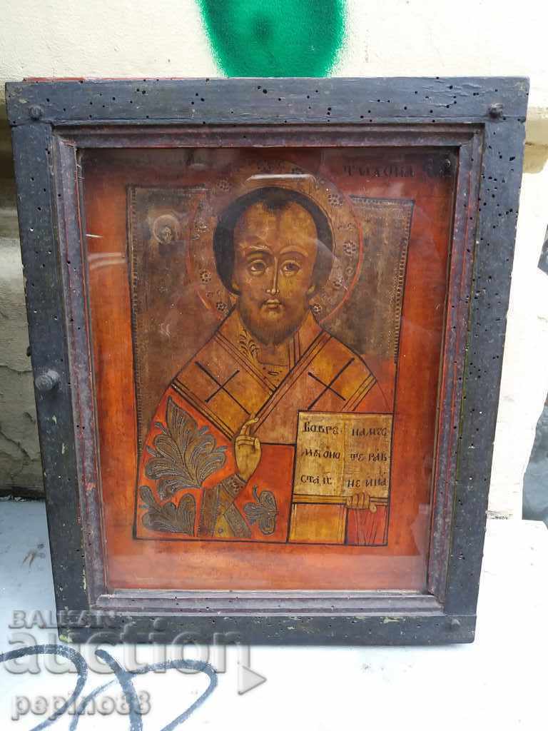 Vechi icon Rusă „Sfântul Nicolae“ + IDENTIFICAREA