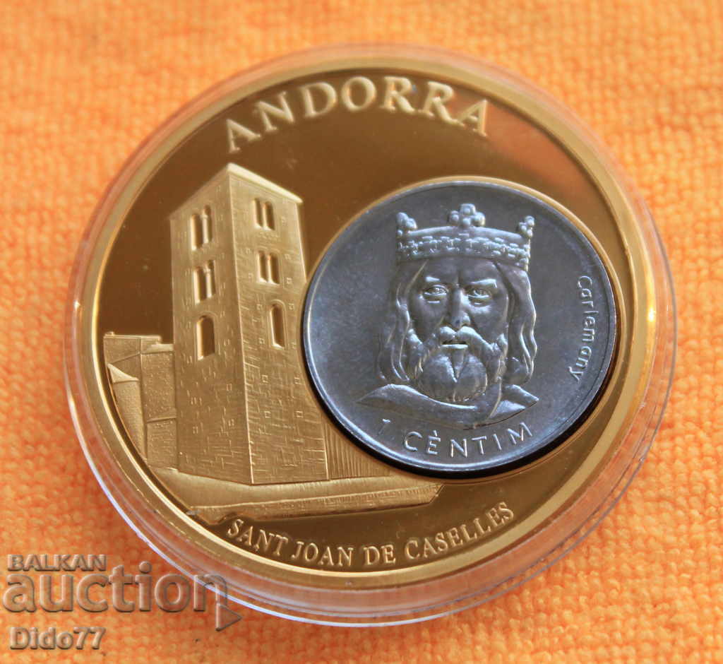 2002 Γ.- Andora- μαζική μετάλλιο plaket- 50 χιλιοστά ευρωπαϊκών νομισμάτων