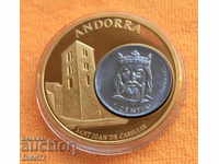 2002 г.- Андора- масивен медал, плакет- 50 мм, Евровалути