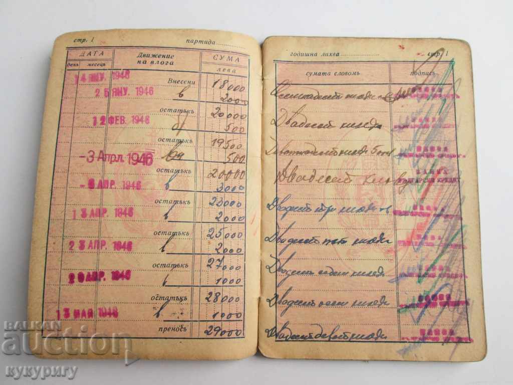 Delivery of Old bank loan Bank Bulgarian Credit Sofia 1946