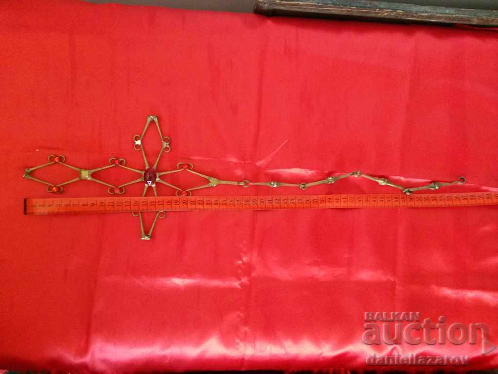 Old Big Bronze Hanging Church Crusade with Stones - 5