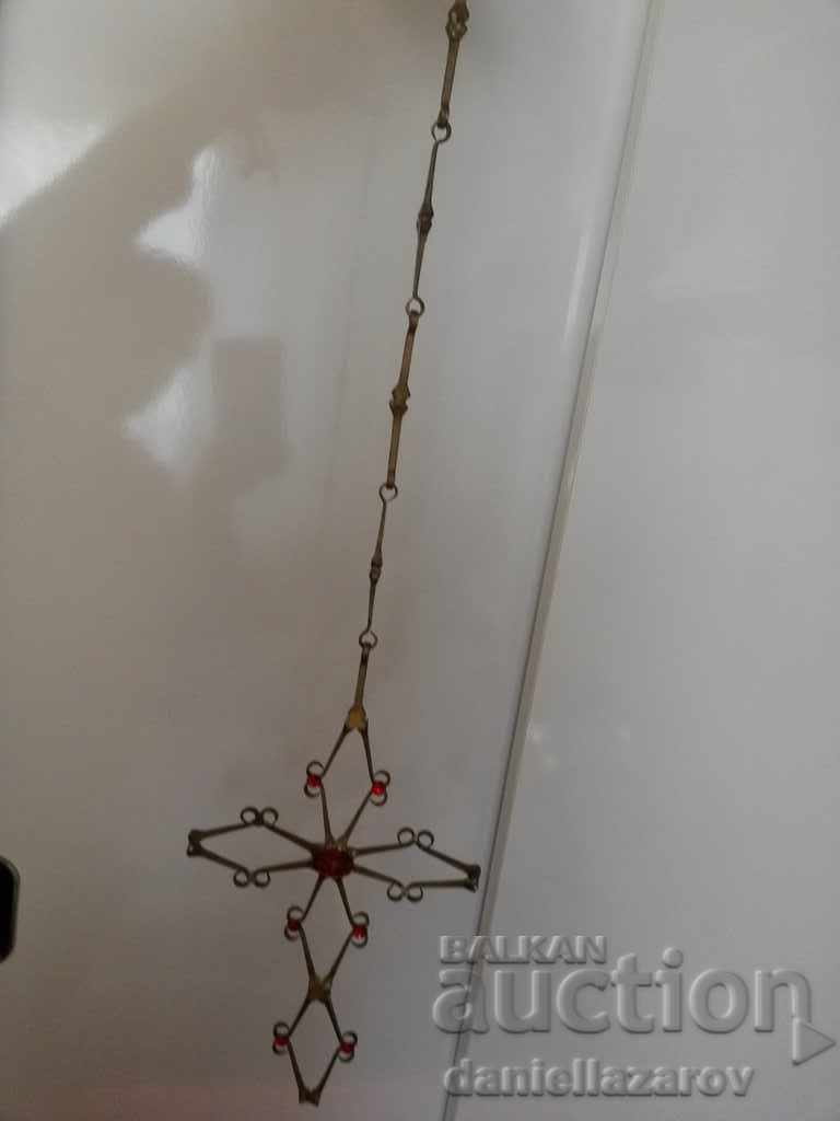 Old Big Bronze Hanging Church Crusade with Stones - 6