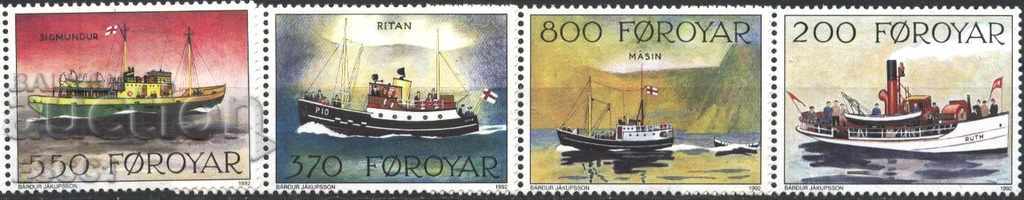 Чисти марки Кораби 1992 от Фарьорски острови